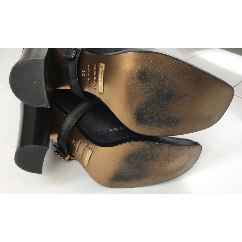 DOLCE & GABBANA VTG Black Leather Baroque Gold Pirate Riding Boots 36 6 Like New - Picture 15 of 16